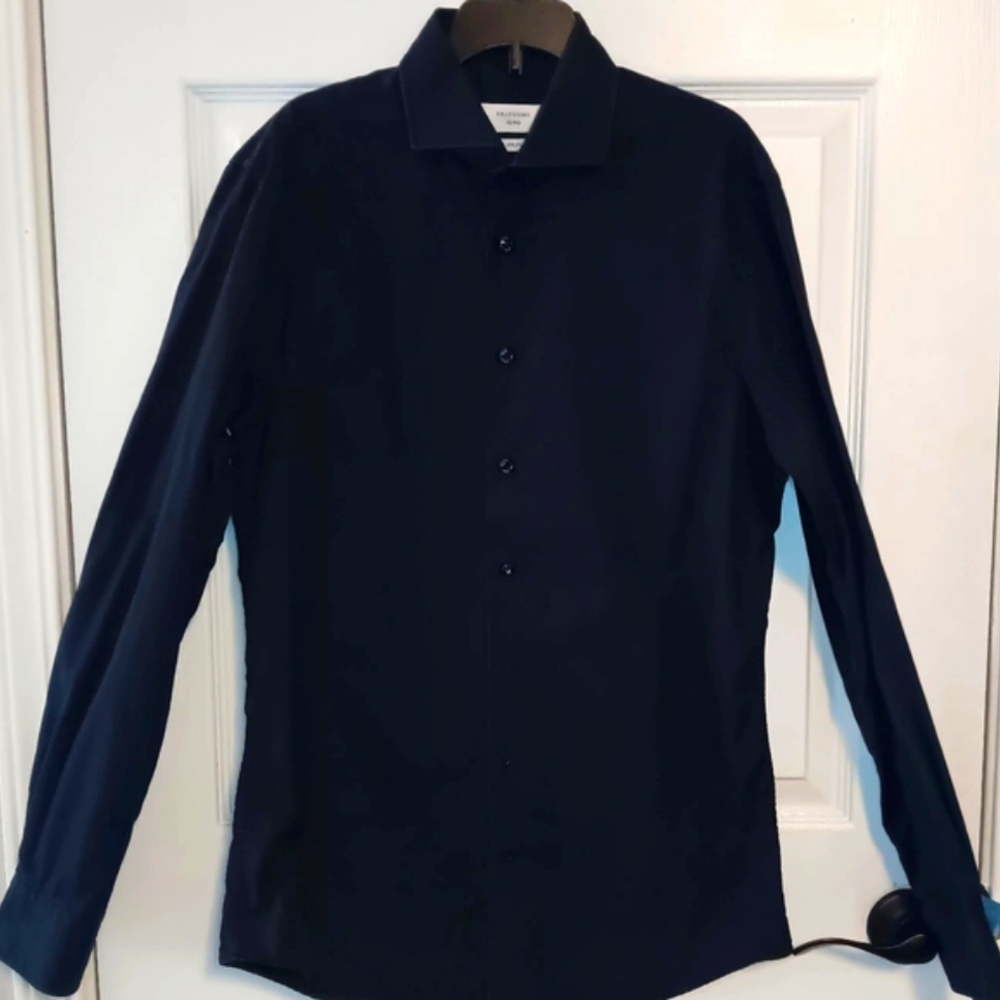 Profuomo Sky Blue Slim Fit Twill Cotton Button Front Shirt